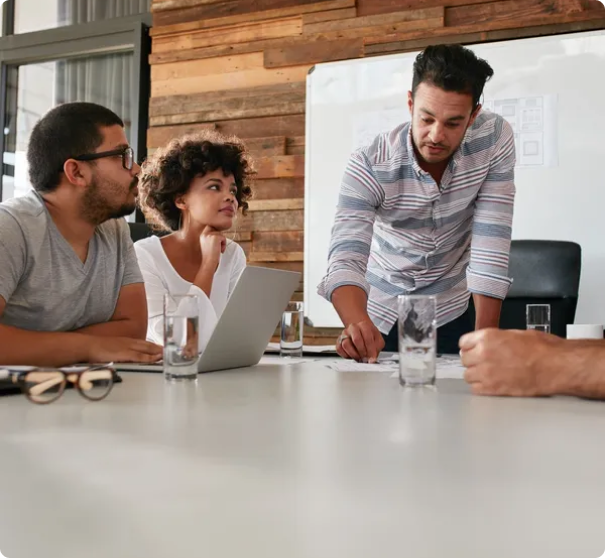 business people discussing a paper